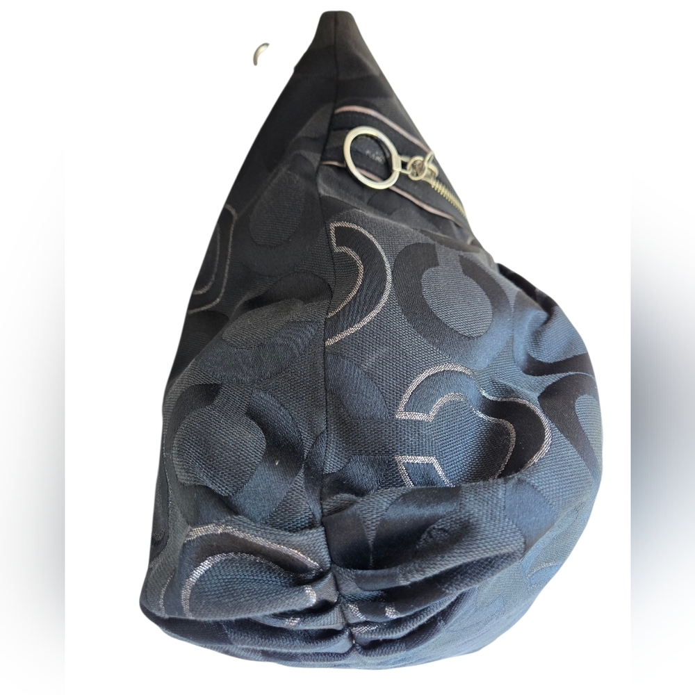 COACH 2010 Poppy Op Art Glam Black & Silver Tote Bag - Picture 11 of 16